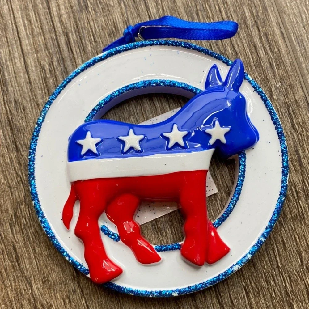 PolarX Democratic Donkey Political Christmas Ornament Red White Blue OR1757